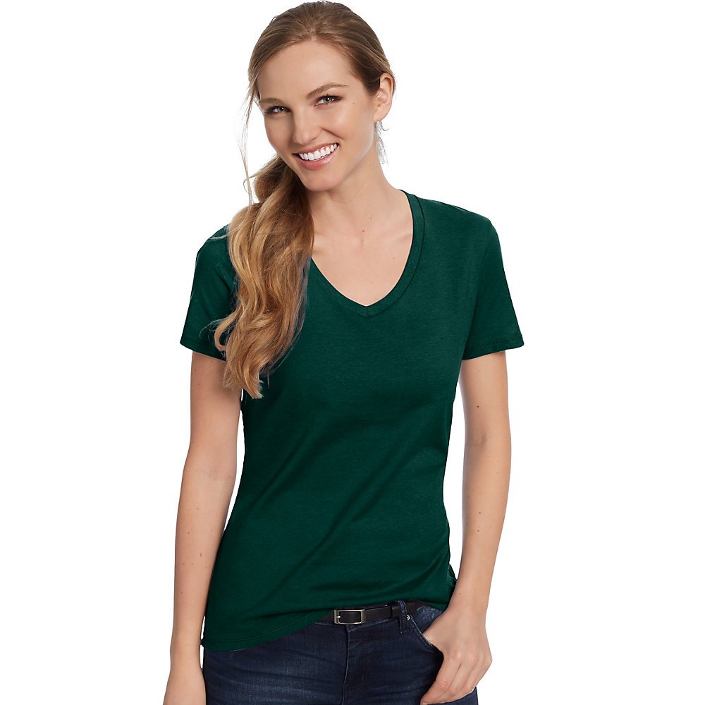 Hanes Womens Nano-T V-Neck T-Shirt Navy