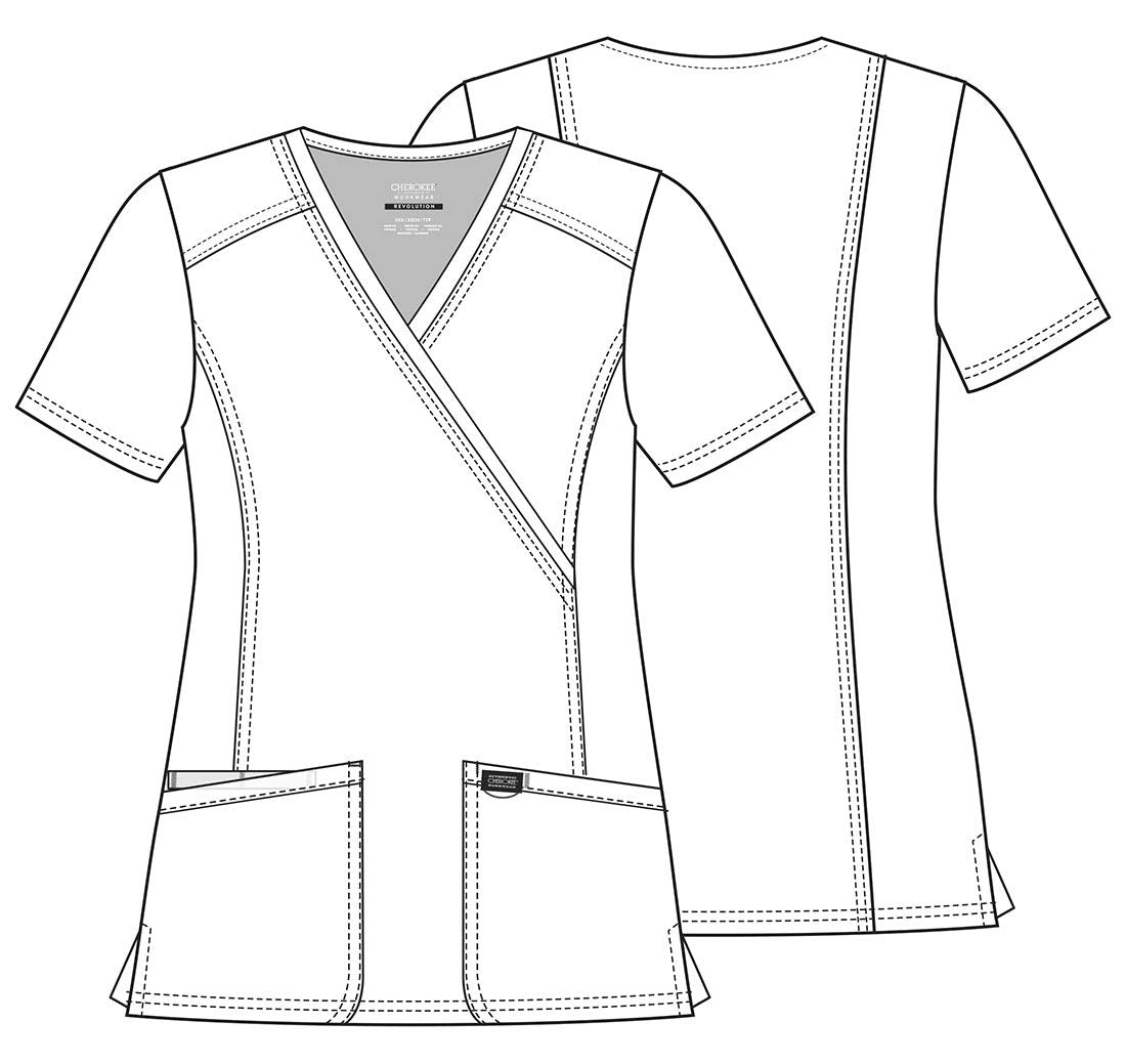Cherokee Workwear Revolution Women's WW610 Mock Wrap Top-Espresso -Small