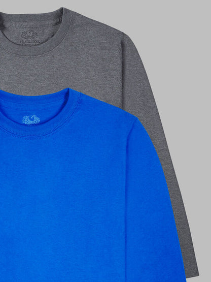 Fruit Of The Loom Boys' Supersoft Long Sleeve T-Shirt, 2 Color Pack Size 2XL