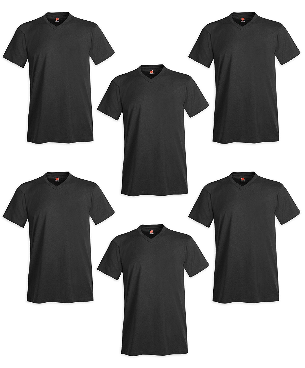 Hanes Men's 6-Pack V-Neck T-Shirt - Vintage Black - X-Large