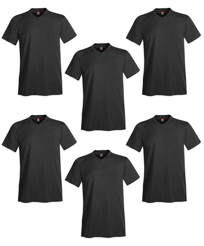 Hanes Men's 6-Pack V-Neck T-Shirt - Vintage Black - X-Large