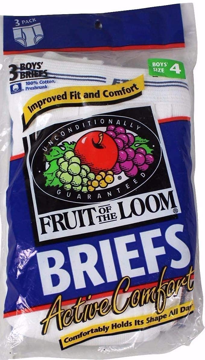 Fruit Of The Loom Little Boys' Full Cut Cotton Brief, White, Large(Pack of 3)