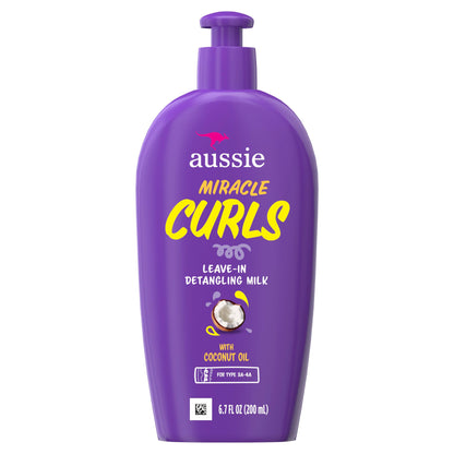Aussie Miracle Curls with Coconut Oil, Paraben Free Detangling Milk Treatment, 6.7 fl oz