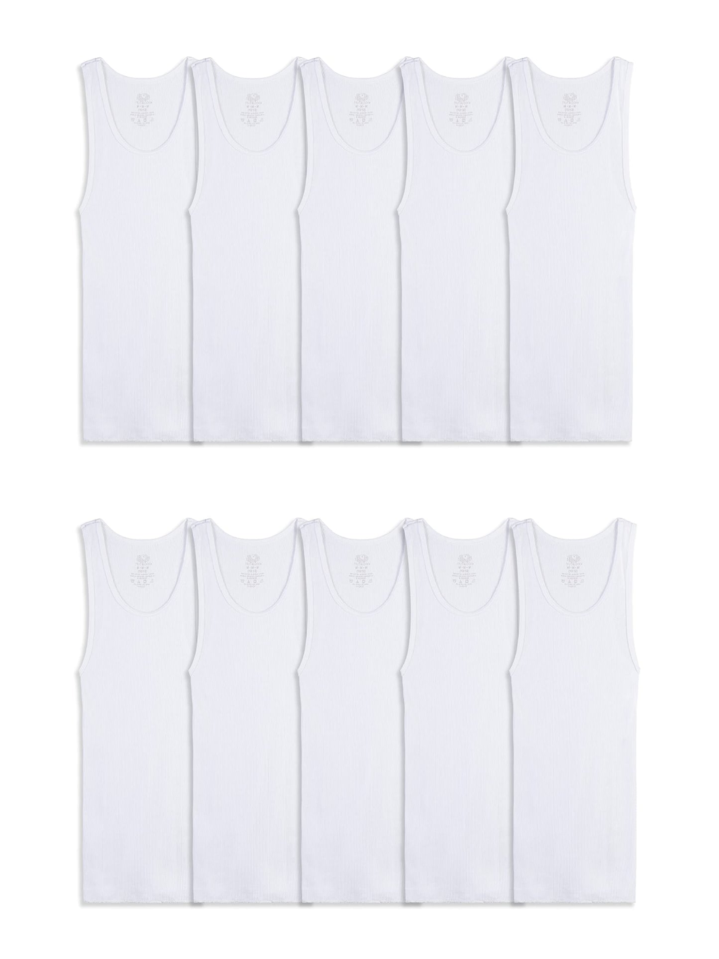 Fruit of the Loom Boys' Cotton Tank Top Undershirt (Multipack), Boys-120-White, X-Large