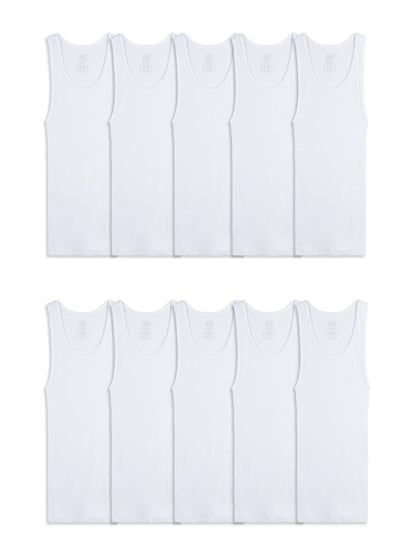 Fruit of the Loom Boys' Cotton Tank Top Undershirt (Multipack), Boys-120-White, X-Large