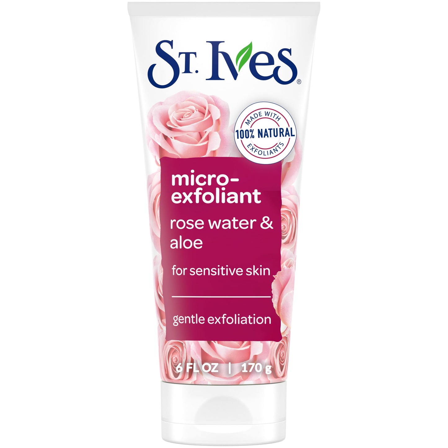 St. Ives Gentle Smoothing Face Scrub, Rose Water & Aloe Vera Exfoliator, Facial Scrub Made with 100% Natural Exfoliants, Paraben Free, Oil-Free, Dermatologist Tested 6 oz, 6 Pack