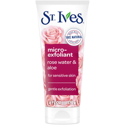 St. Ives Gentle Smoothing Face Scrub, Rose Water & Aloe Vera Exfoliator, Facial Scrub Made with 100% Natural Exfoliants, Paraben Free, Oil-Free, Dermatologist Tested 6 oz, 6 Pack