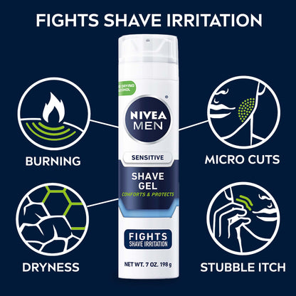 NIVEA MEN Sensitive Shave Gel with Vitamin E, Soothing Chamomile and Witch Hazel Extracts, 7 Oz Can