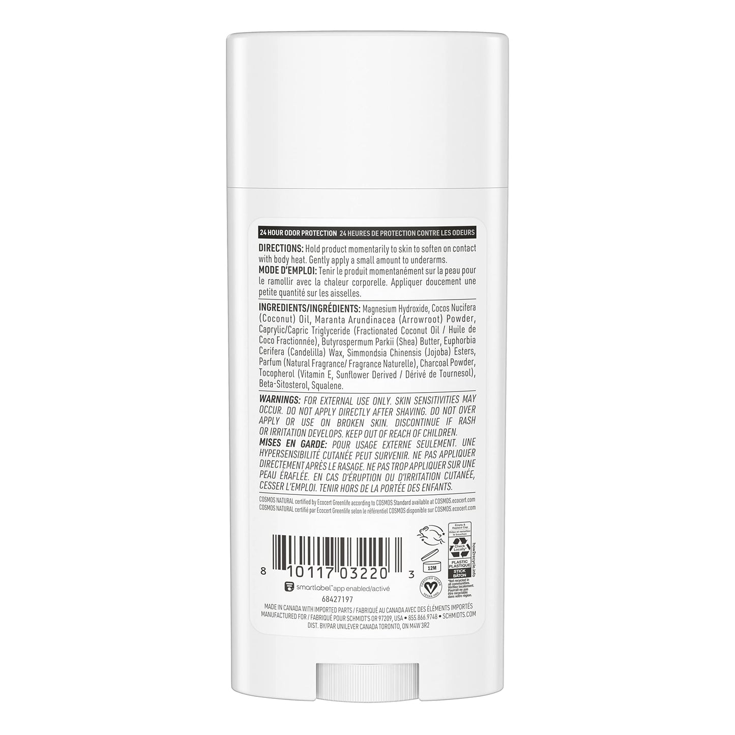 Schmidt's Aluminum Free Natural Deodorant for Women and Men, Here + Now for Sensitive Skin with 24 Hour Odor Protection, Certified Cruelty Free, Vegan Deodorant,3.25 Ounce (Pack of 3)
