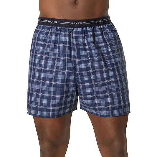 Hanes Men's 5-Pack Boxer with Exposed Waistband (XX-Large, Plaids / Prints Exposed Waistband)