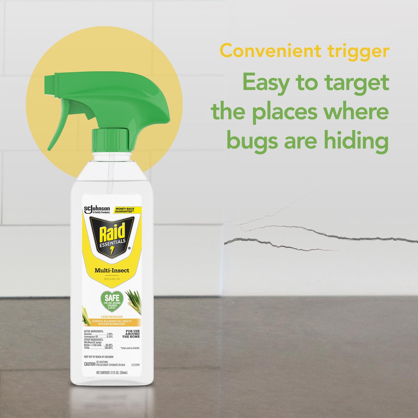 Raid Essentials Multi-Insect Killer Spray Bottle, Child & Pet Safe, for Indoor Use, 12 oz