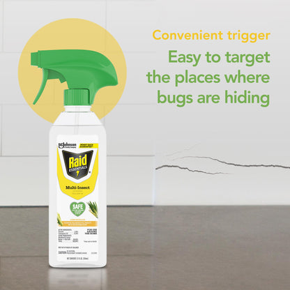 Raid Essentials Multi-Insect Killer Spray Bottle, Child & Pet Safe, for Indoor Use, 12 oz