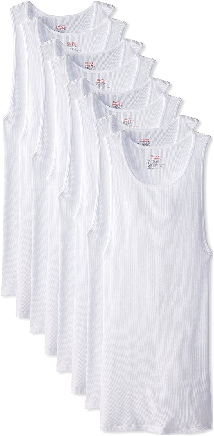 Hanes Men's Big/Tall FreshIQ A-Shirt Tank (Pack of 8) (XXXX-Large, White)