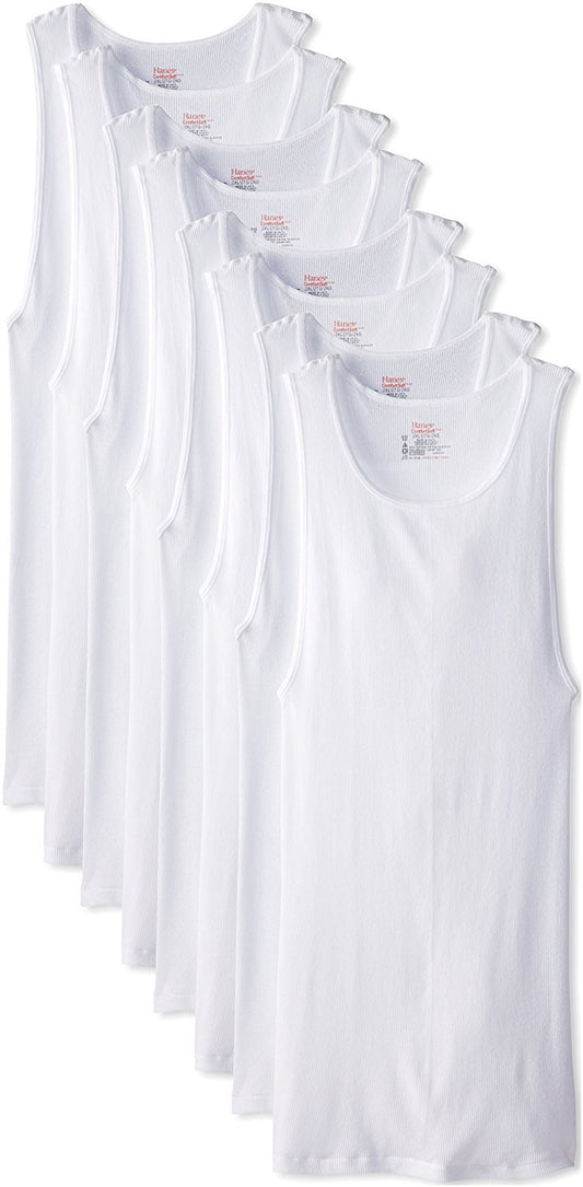 Hanes Men's Big/Tall FreshIQ A-Shirt Tank (Pack of 8) (XXXXX-Large, White)
