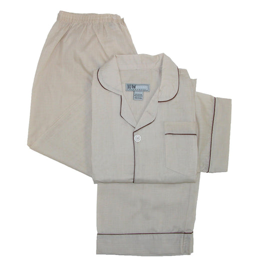 Ten West Apparel Men's Short Sleeve Long Leg Solid Pajama Set, XL, Tan