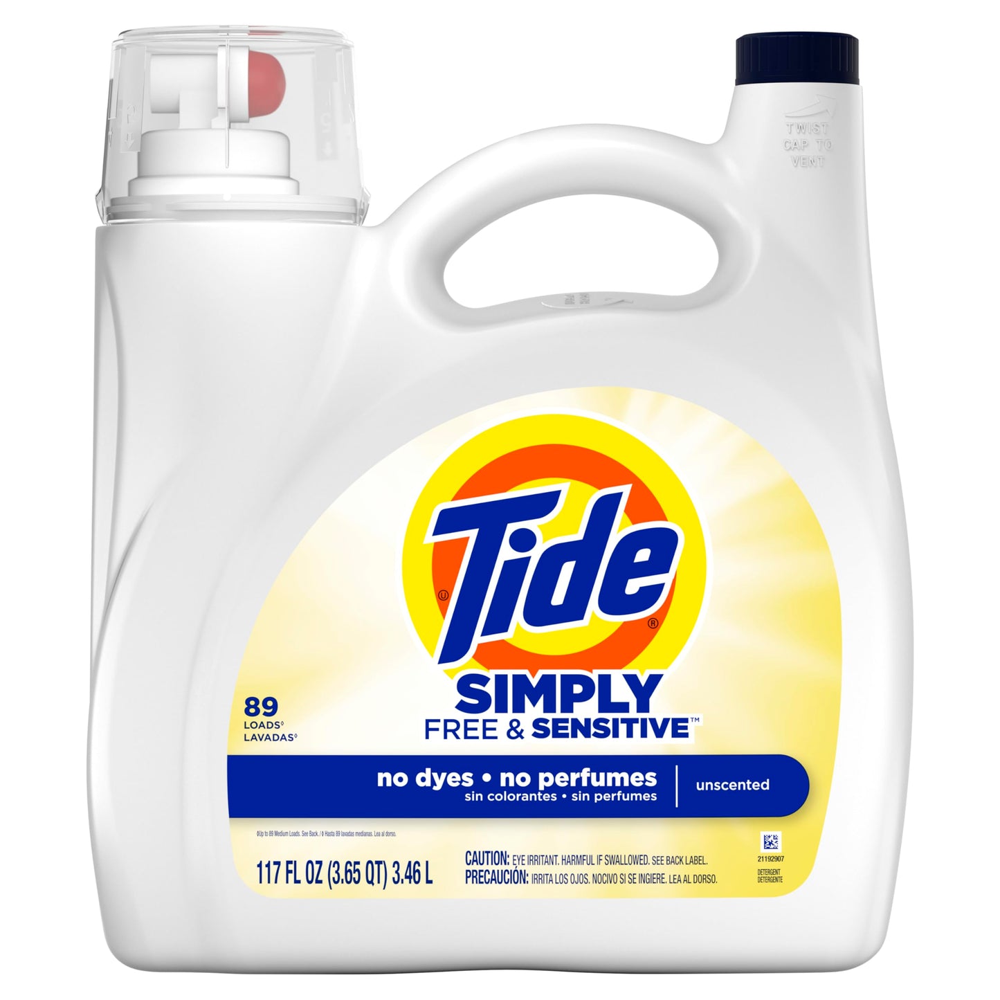 Simply Liquid Laundry Detergent, Free & Sensitive, 128 Oz, 89 Loads