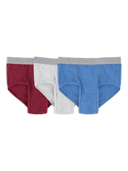 Fruit of the Loom Men's Work Gear with Enhanced Durability & Cooling, Brief-Coolzone Fly-3 Pack Assorted Colors, Large