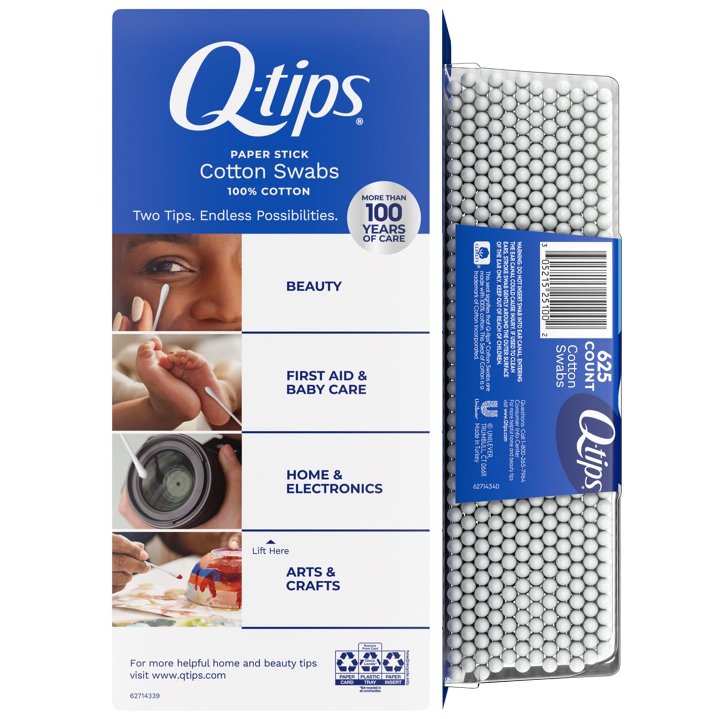 Q-Tips Cotton Swabs, 625 Count, Pack of 2