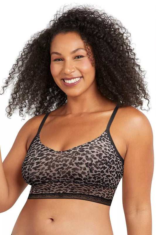 Maidenform All-Over Lace Longline Wirefree Crop Tank Top Style Bralette Sexy Underwear for Women, Zippy Animal, Medium
