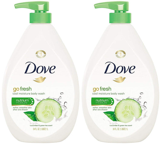 Dove Refreshing Revitalizes And Refreshes Skin Body Wash, Cucumber and Green Tea, 34 fl oz (3 pack) (Bundle)
