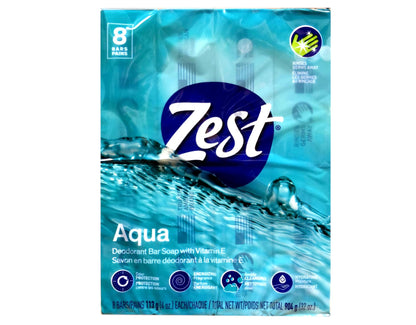 Zest 8-Bar Bath Size Soap, Aqua, 4 Ounce per bar, 8 bars, 32 Ounce