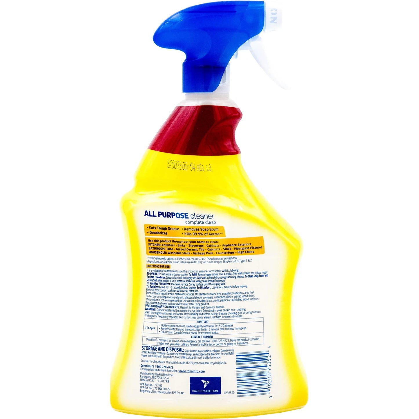 Lysol All Purpose Cleaner Spray, Lemon Breeze, 32 Ounces each (Pack of 3)