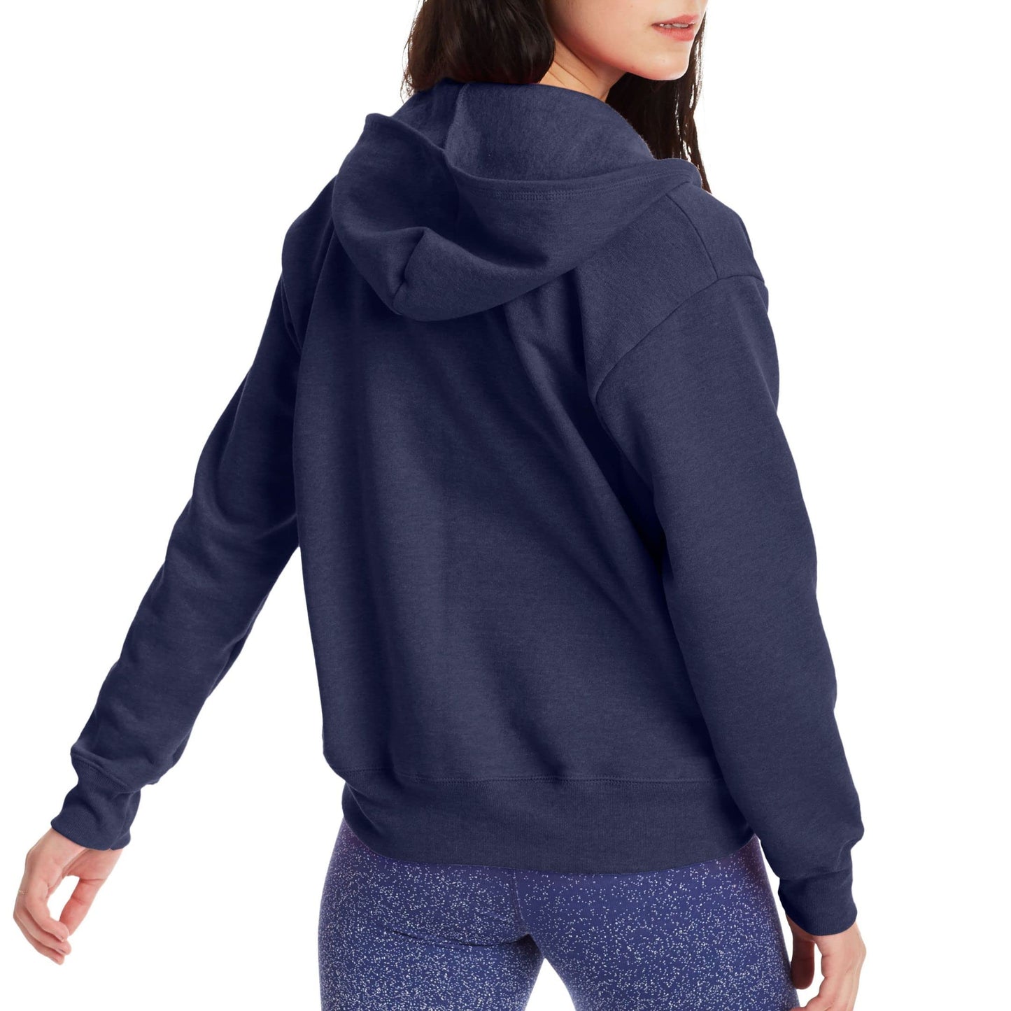 Hanes Women's EcoSmart Full-Zip Hoodie Sweatshirt, Navy Heather, Medium