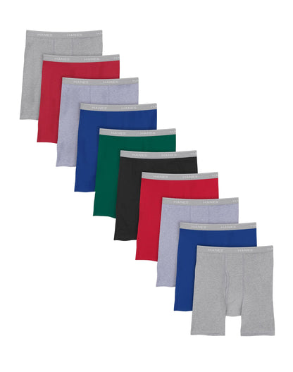 Hanes Mens Boxer Briefs With ComfortFlex Waistband 10-Pack, 3XL, Assorted