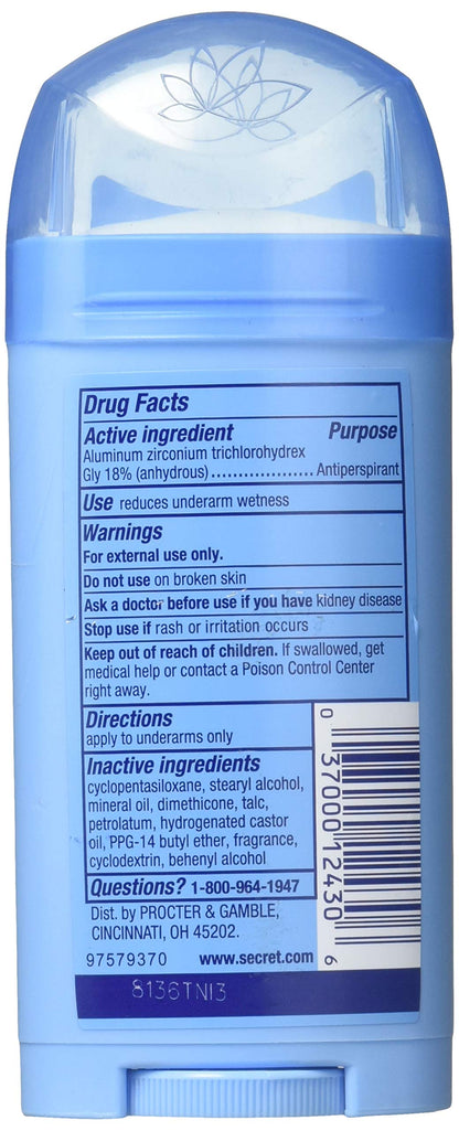 Secret U-BB-1790 Spring Breeze Invisible Solid Antiperspirant & Deodorant - 2.6 oz - Deodorant Stick by Secret