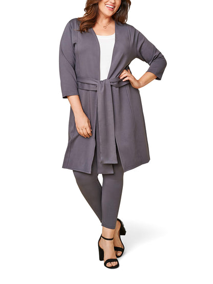 Seek No Further by Fruit of the Loom Women's Plus Size Ponte Open Front Long Cardigan, Navy Nights, 3X