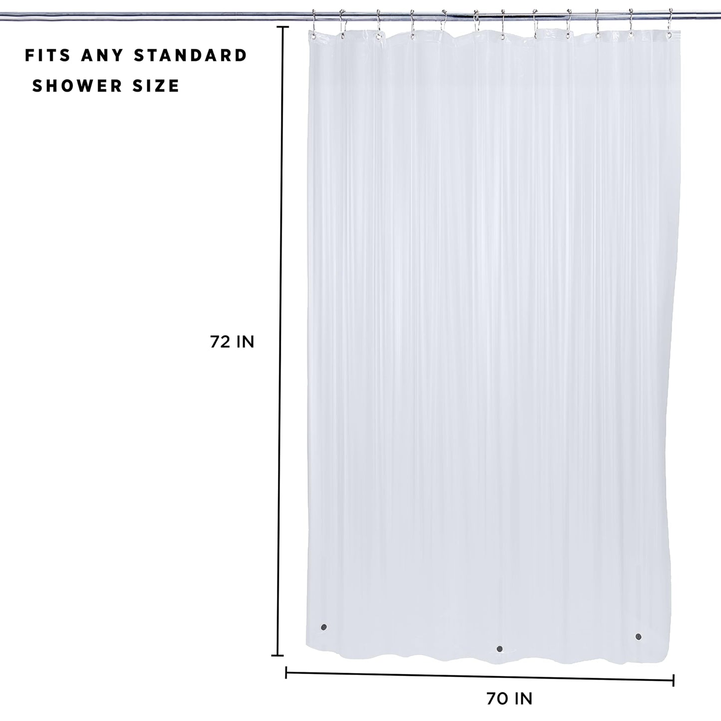 Bath Bliss PVC Heavy Weight Shower Curtain Liner | 4G | 70"x72" | Rust Resistant Copper Grommets | Magnetic Hem | Frost
