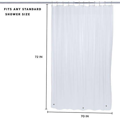 Bath Bliss PVC Heavy Weight Shower Curtain Liner | 4G | 70"x72" | Rust Resistant Copper Grommets | Magnetic Hem | Frost