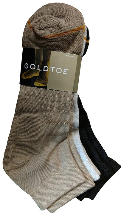 3 Pairs of Gold Toe Mens High Performance Ankle Socks, Assorted Style Sports Sock (Assorted A)