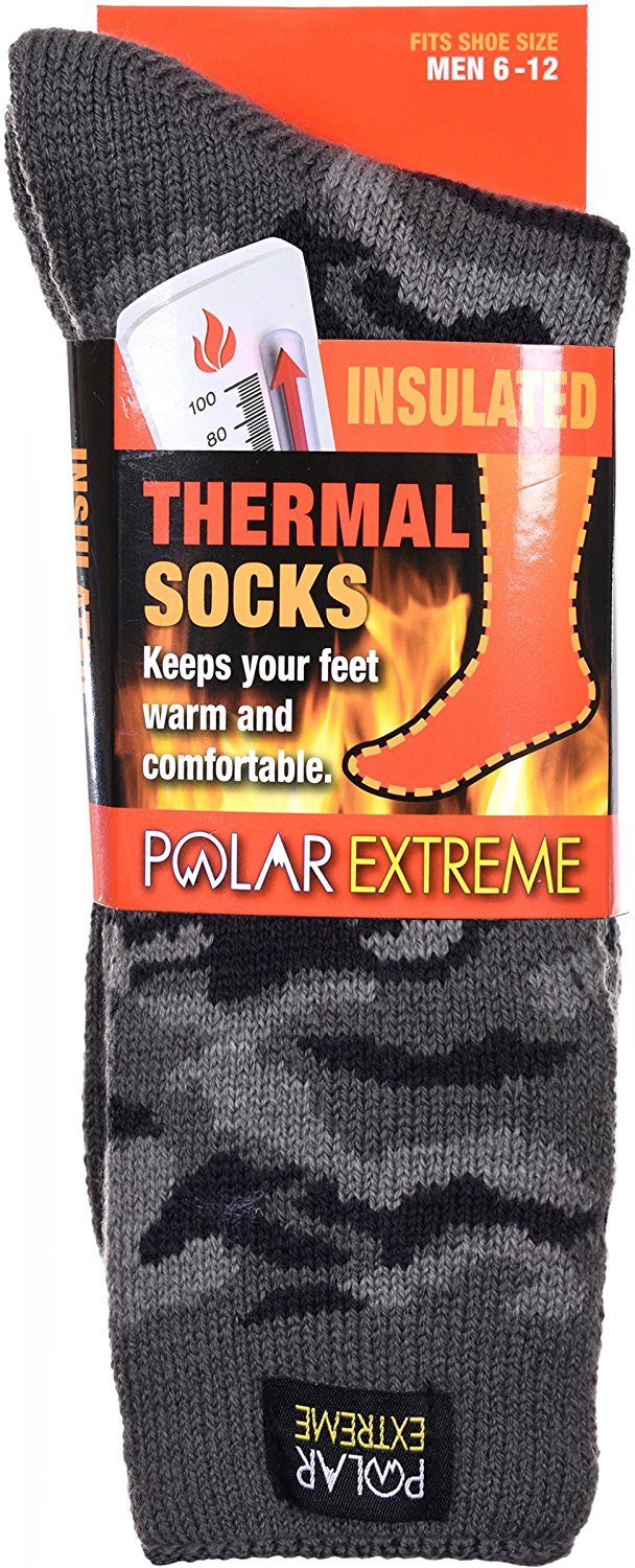 Polar Extreme Insulated Thermal Socks - Gray Camouflage