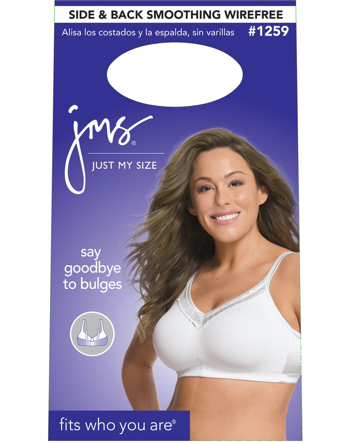 Just My Size Women's Side & Back Smoothing Wire Free Plus Size Bra (1259), White, 42D
