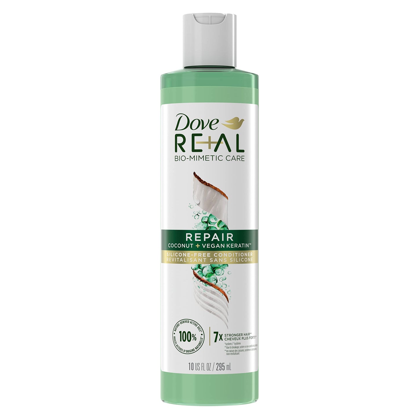 Dove RE+AL Bio-Mimetic Care Conditioner For Damaged Hair Repair Coconut + Vegan Keratin Silicone-Free Conditioner 10oz