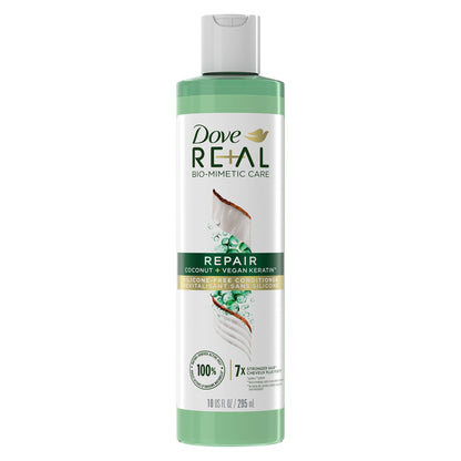 Dove RE+AL Bio-Mimetic Care Conditioner For Damaged Hair Repair Coconut + Vegan Keratin Silicone-Free Conditioner 10oz
