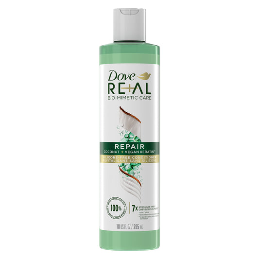 Dove RE+AL Bio-Mimetic Care Conditioner For Damaged Hair Repair Coconut + Vegan Keratin Silicone-Free Conditioner 10oz