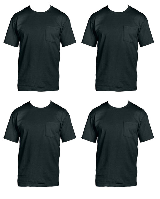 Fruit Of The Loom Men's Pocket Crew Neck T-Shirt, Black, Medium (Pack Of 4)