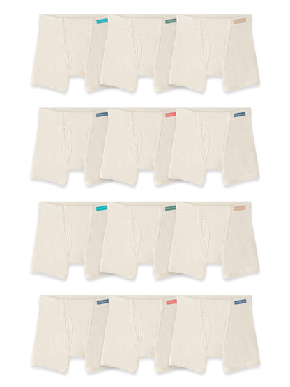 Fruit of the Loom Boys' 12 Pack Natural Cotton Boxer Briefs, Undyed and Unbleached, 4-5T