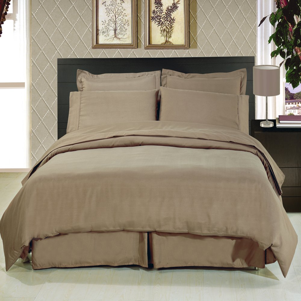 1800 Series Hotel-Quality Luxury 4 Piece ULTRA SOFT WRINKLE-FREE Microfiber Bed Sheets Set (Chelsea Loft 21/Jill Morgan/1800 Series Home) King-Taupe