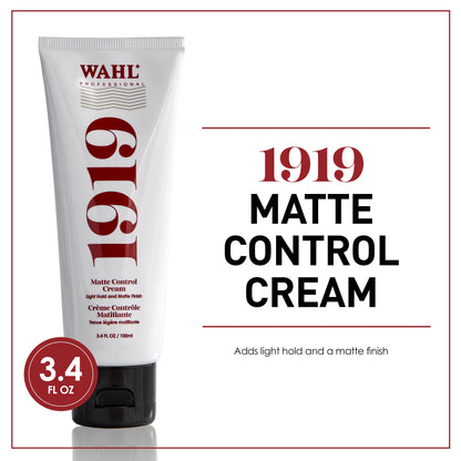 Wahl Professional - 1919 Matte Control Hair Cream - Hair Styling Cream for Men and Women - Travel Size - 3.4 oz