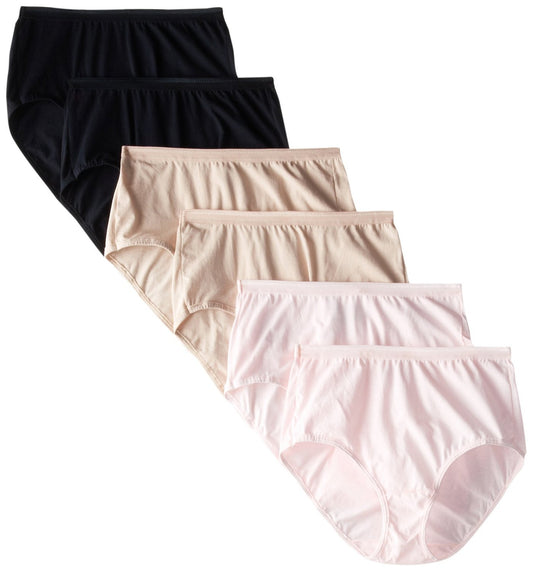 Fruit of the Loom Women's 6-Pack Body Tone Brief Panty, Assorted, 9