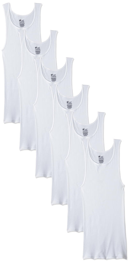 Hanes Men's FreshIQ Tagless ComfortSoft White Undershirt 6-Pack (XXXXX-Large, White)