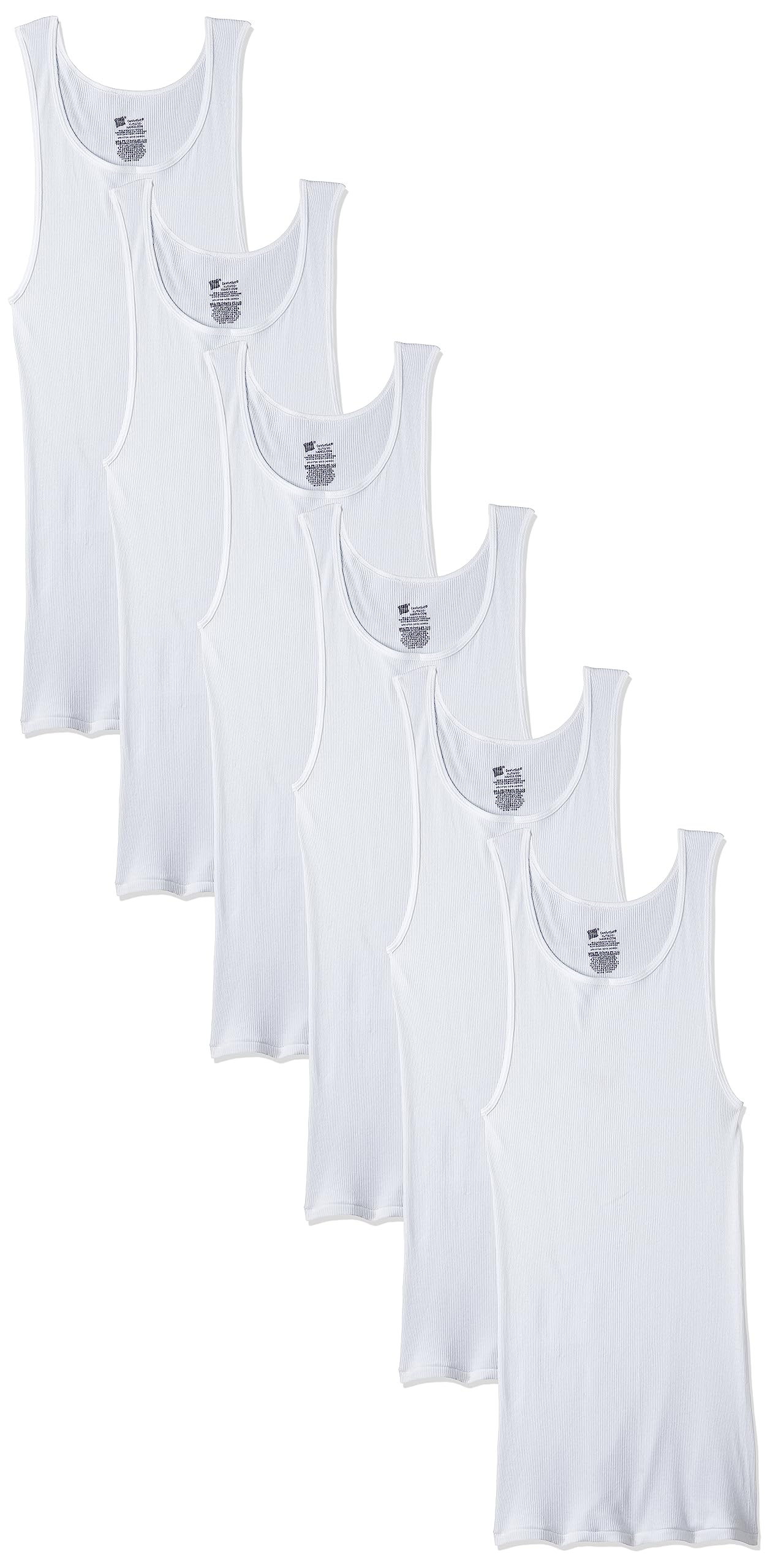 Hanes Men's FreshIQ Tagless ComfortSoft White Undershirt 6-Pack (XXXXX-Large, White)