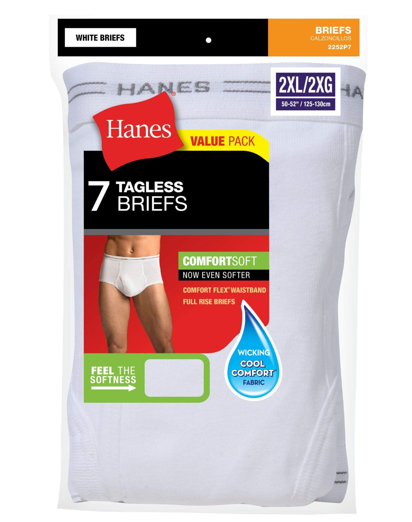 Hanes FreshIQ ComfortSoft Briefs with Comfort Flex Waistband (2252W8) Assorted, 3XL