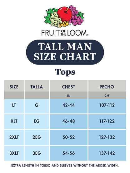 Fruit of the Loom Men's Size Big Tag-Free Undershirts, Tall Man-V Neck-3 Pack, X-Large