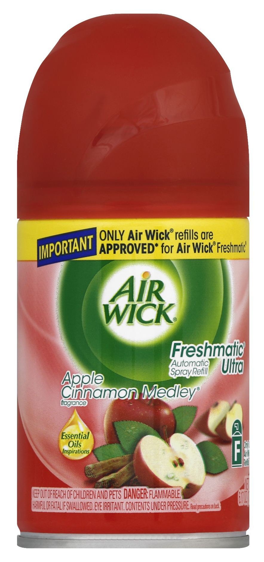 Air Wick 78283CT Freshmatic Ultra Spray Refill, Apple Cinnamon Medley, Aerosol, 6.17 oz (Case of 6)