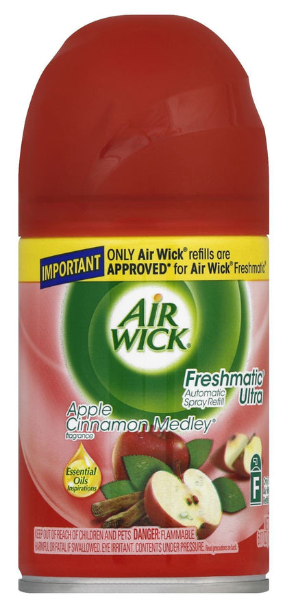 Air Wick 78283CT Freshmatic Ultra Spray Refill, Apple Cinnamon Medley, Aerosol, 6.17 oz (Case of 6)