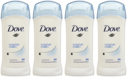 Dove Invisible Solid Deodorant, Original Clean - 2.6 oz - 4 pk